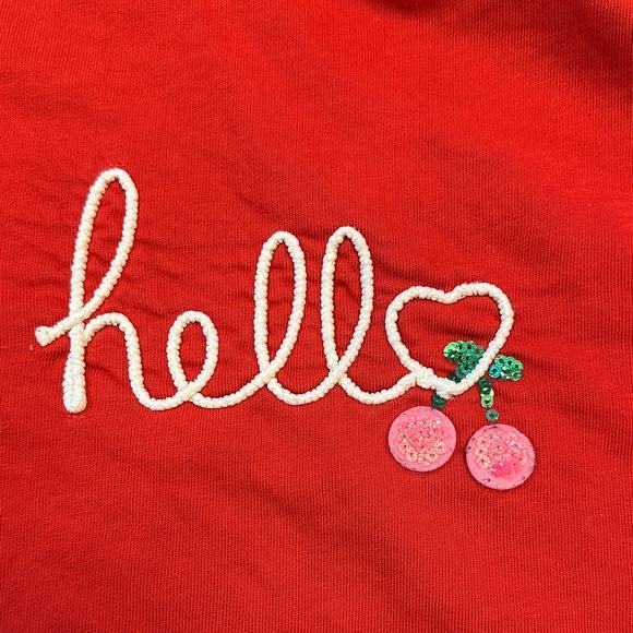 GUC H&M Red Sweatshirt with Cherry Detail; 6-8 - Picture 3 of 4